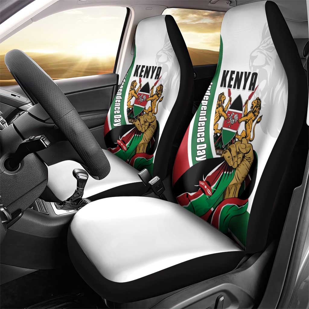 Kenya Independence Day Car Seat Cover Lion With Coat Of Arms - African Pride