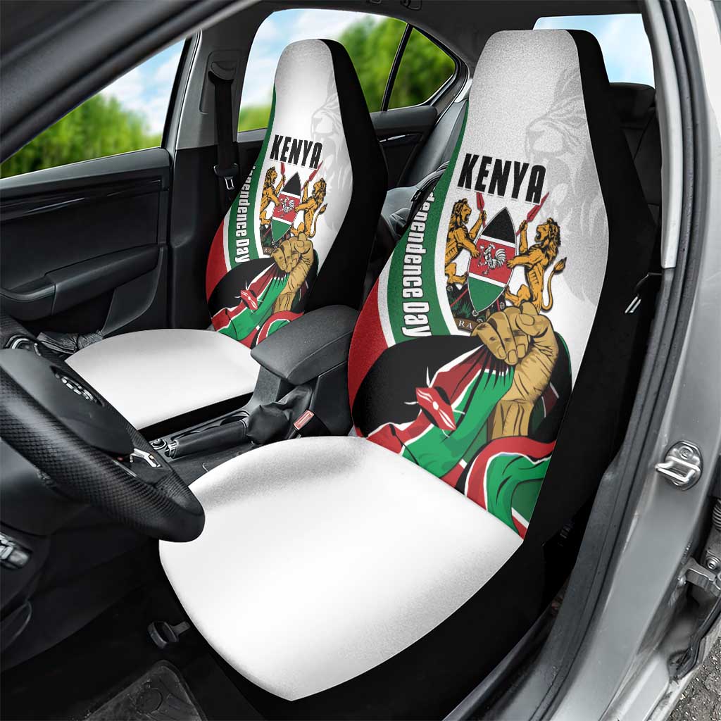 Kenya Independence Day Car Seat Cover Lion With Coat Of Arms - African Pride