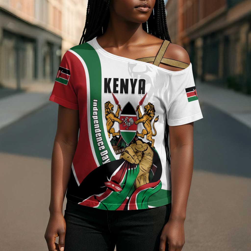 Personalized Kenya Jamhuri Day Cross Shoulder Shirt Lion With Coat Of Arms