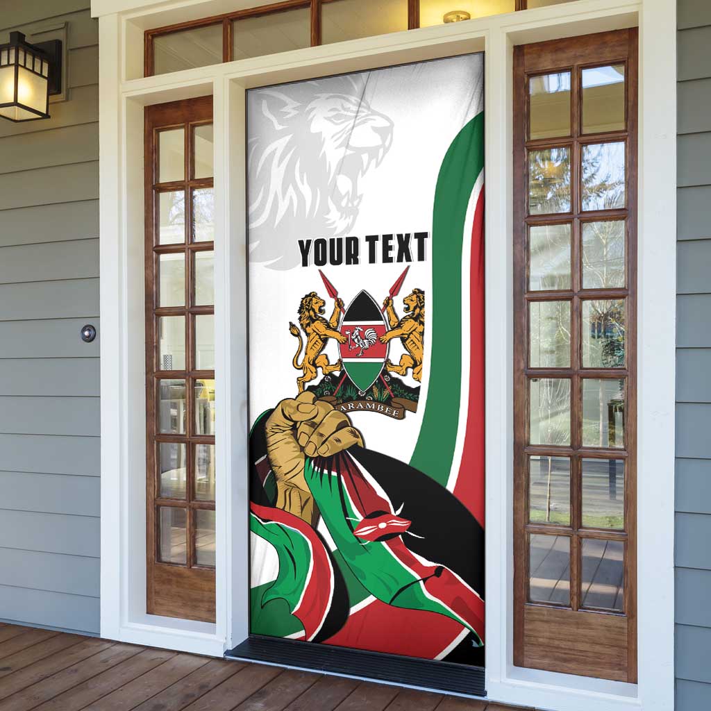 Personalized Kenya Jamhuri Day Door Cover Lion With Coat Of Arms
