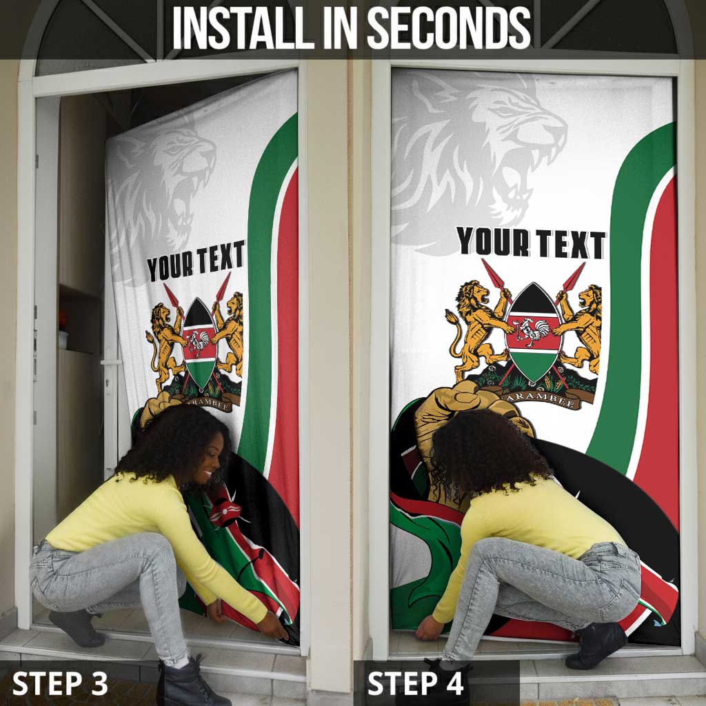 Personalized Kenya Jamhuri Day Door Cover Lion With Coat Of Arms