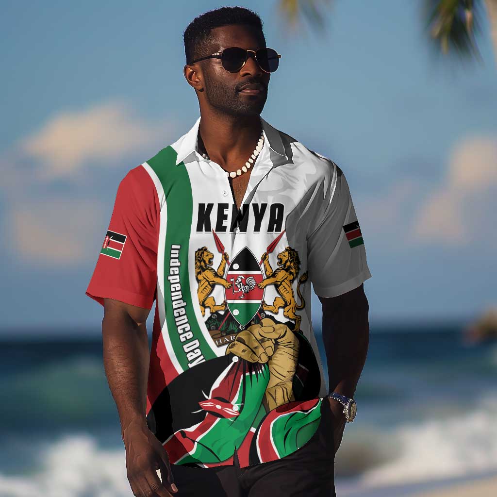 Personalized Kenya Independence Day Hawaiian Shirt Lion With Coat Of Arms - African Pride