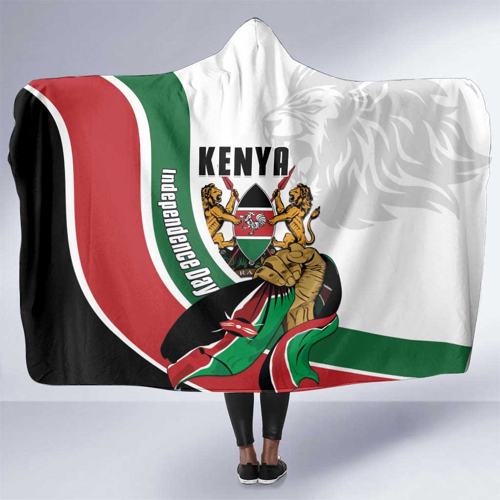 Kenya Independence Day Hooded Blanket Lion With Coat Of Arms - African Pride
