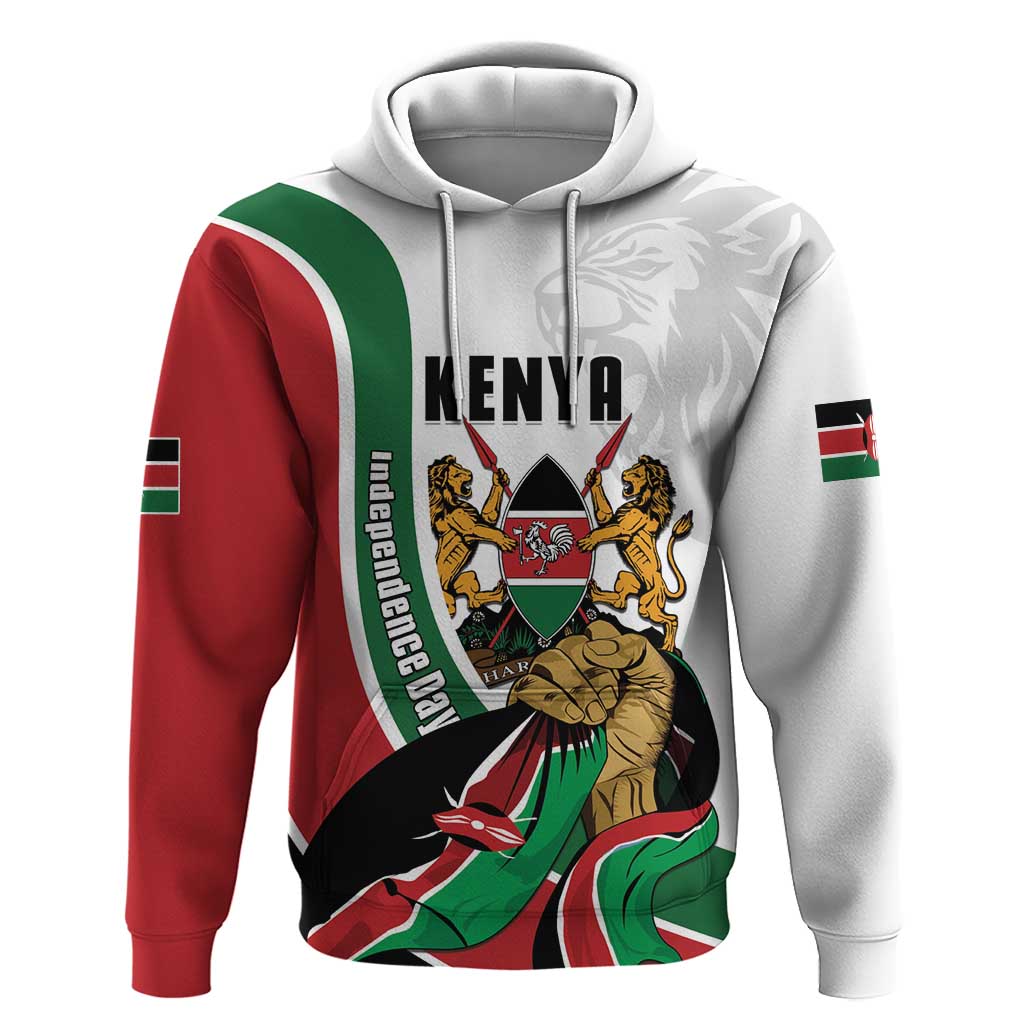Personalized Kenya Independence Day Hoodie Lion With Coat Of Arms - African Pride