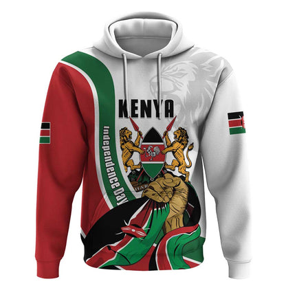 Personalized Kenya Independence Day Hoodie Lion With Coat Of Arms - African Pride
