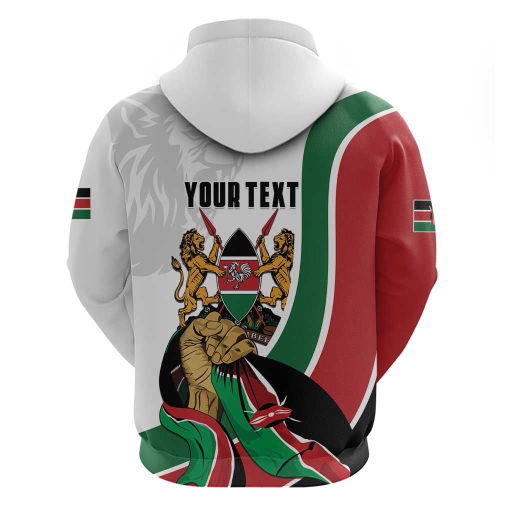 Personalized Kenya Independence Day Hoodie Lion With Coat Of Arms - African Pride