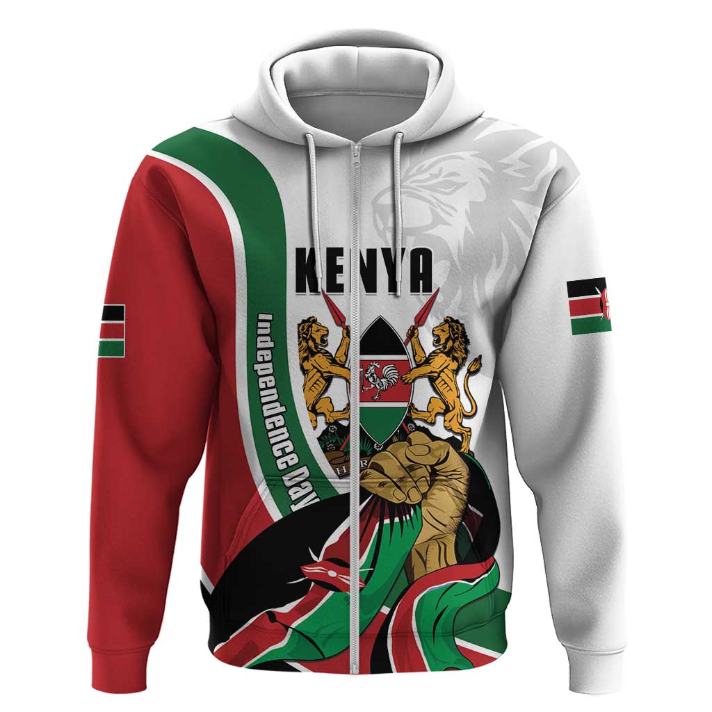 Personalized Kenya Independence Day Hoodie Lion With Coat Of Arms - African Pride