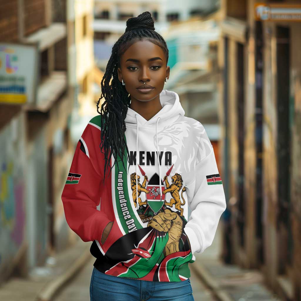 Personalized Kenya Independence Day Hoodie Lion With Coat Of Arms - African Pride