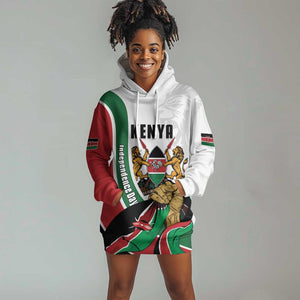 Personalized Kenya Independence Day Hoodie Dress Lion With Coat Of Arms - African Pride