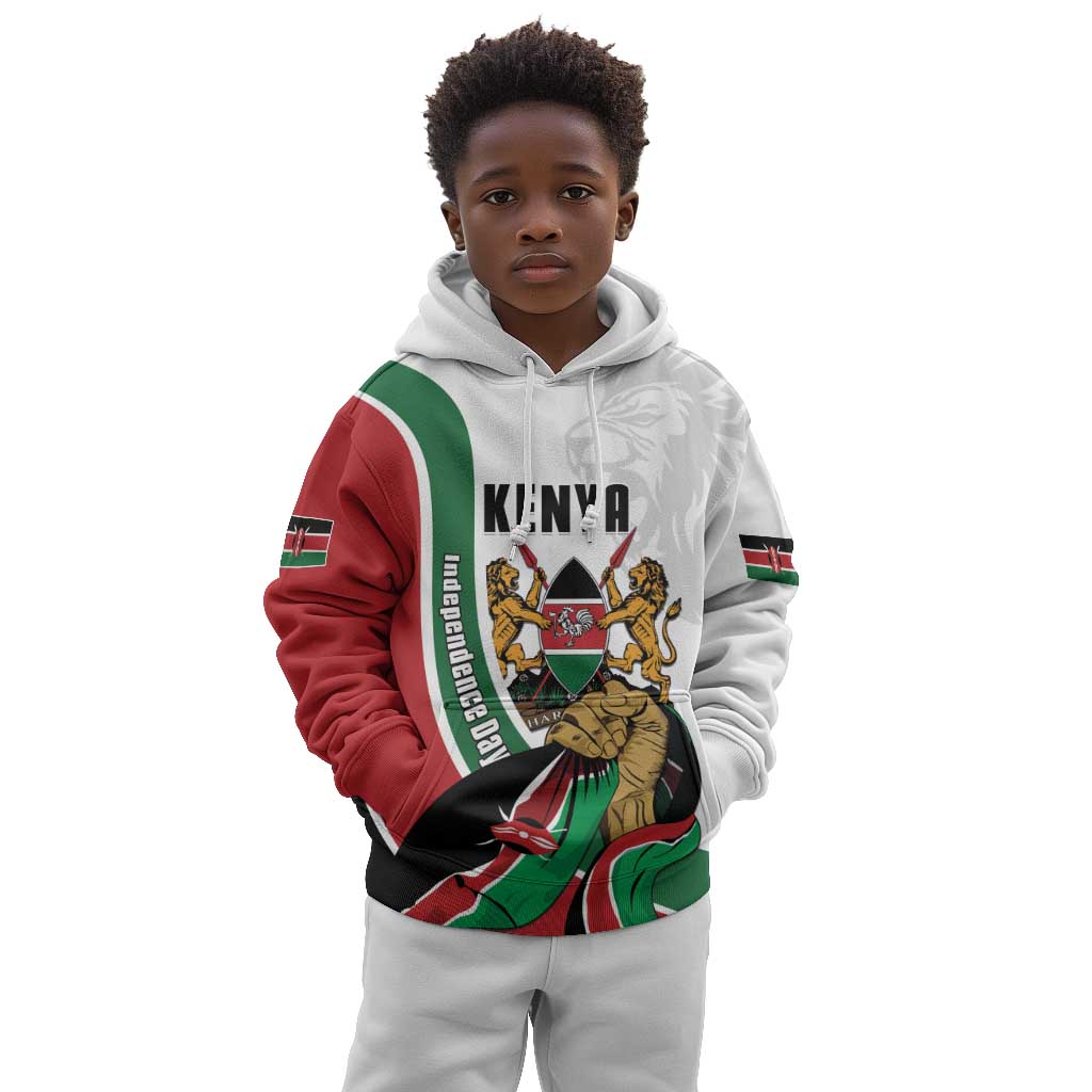 Personalized Kenya Independence Day Kid Hoodie Lion With Coat Of Arms - African Pride