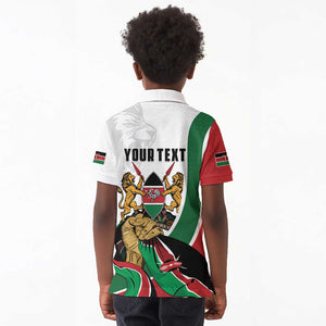 Personalized Kenya Independence Day Kid Polo Shirt Lion With Coat Of Arms - African Pride