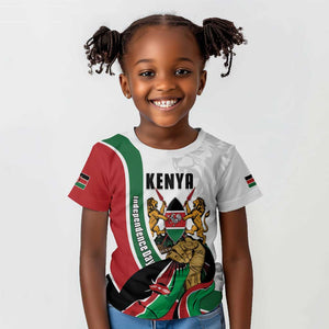 Personalized Kenya Independence Day Kid T shirt Lion With Coat Of Arms - African Pride