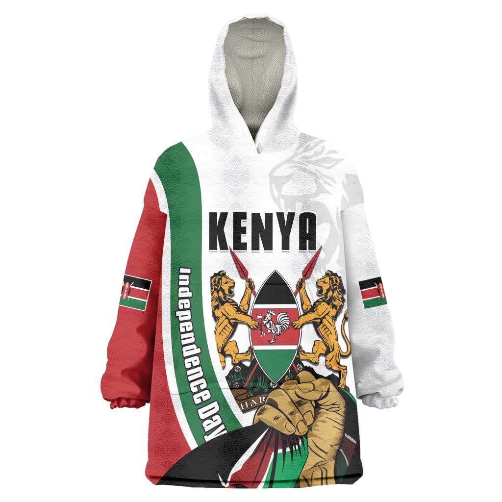 Personalized Kenya Independence Day Kid Wearable Blanket Hoodie Lion With Coat Of Arms - African Pride