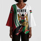 Personalized Kenya Jamhuri Day Kimono Sleeve Blouse Lion With Coat Of Arms