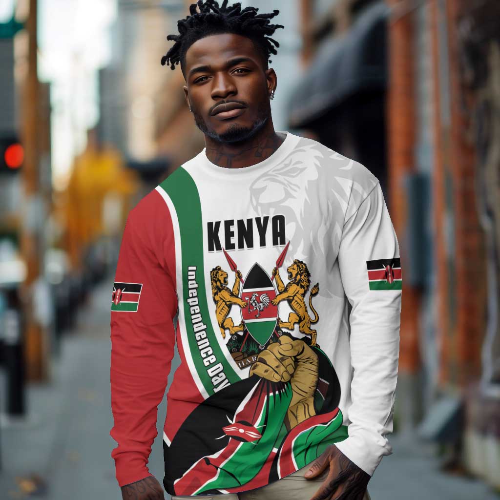 Personalized Kenya Independence Day Long Sleeve Shirt Lion With Coat Of Arms - African Pride