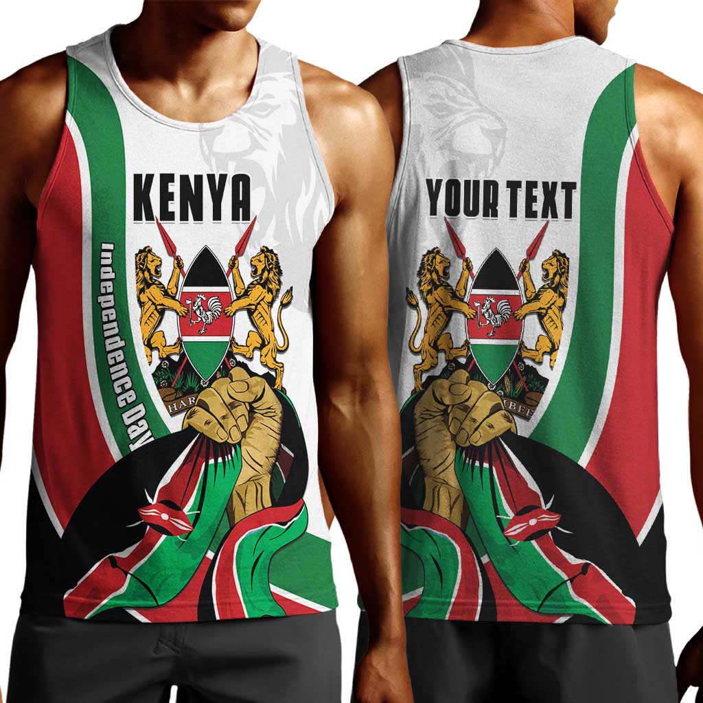 Personalized Kenya Independence Day Men Tank Top Lion With Coat Of Arms - African Pride