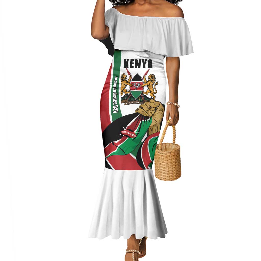 Personalized Kenya Independence Day Mermaid Dress Lion With Coat Of Arms - African Pride