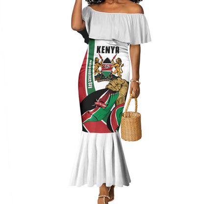 Personalized Kenya Independence Day Mermaid Dress Lion With Coat Of Arms - African Pride