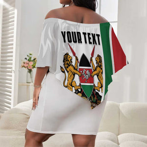 Personalized Kenya Independence Day Off Shoulder Short Dress Lion With Coat Of Arms - African Pride