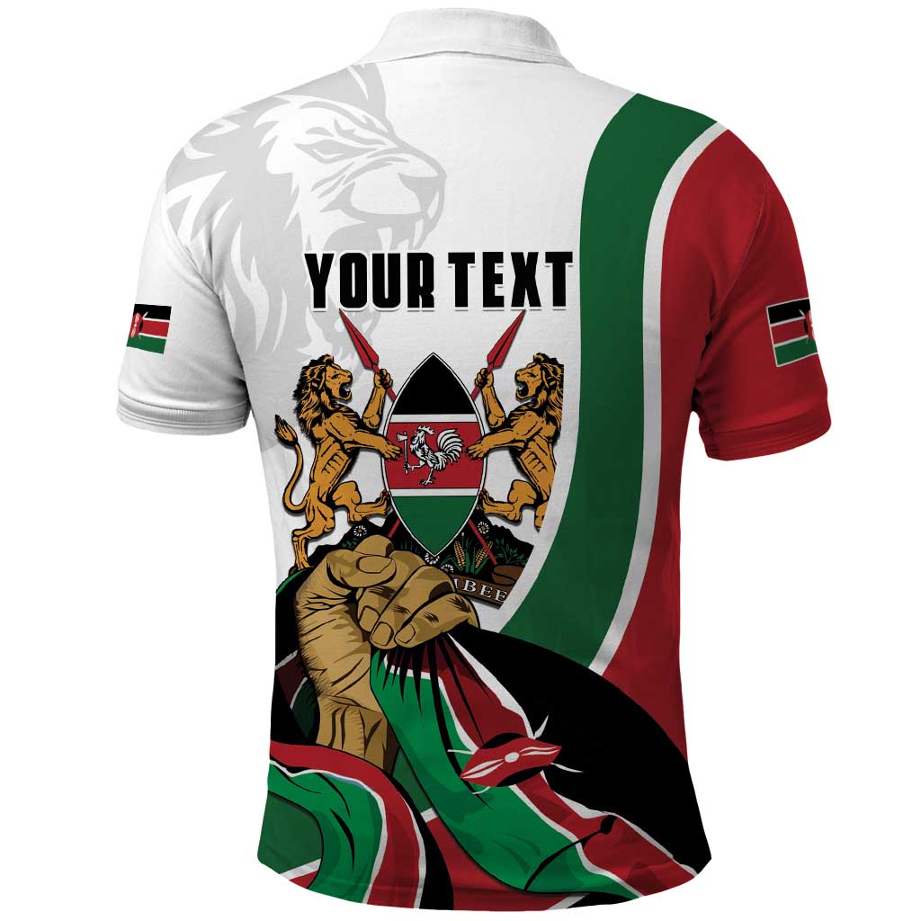 Personalized Kenya Independence Day Polo Shirt Lion With Coat Of Arms - African Pride
