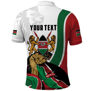 Personalized Kenya Independence Day Polo Shirt Lion With Coat Of Arms - African Pride