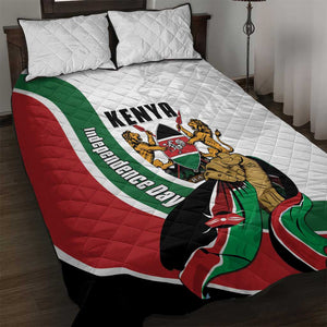 Kenya Independence Day Quilt Bed Set Lion With Coat Of Arms - African Pride