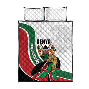 Kenya Independence Day Quilt Bed Set Lion With Coat Of Arms - African Pride