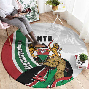 Kenya Independence Day Round Carpet Lion With Coat Of Arms - African Pride