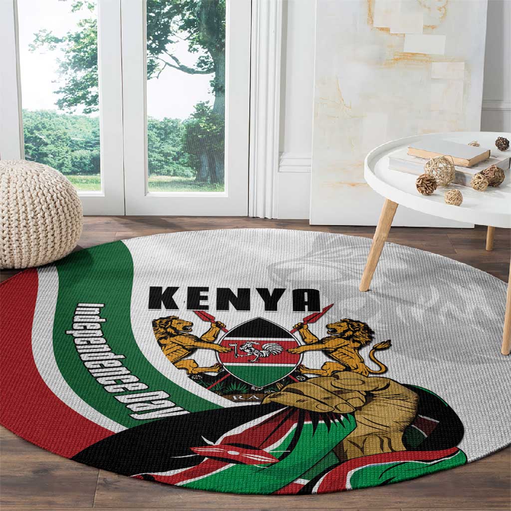 Kenya Independence Day Round Carpet Lion With Coat Of Arms - African Pride