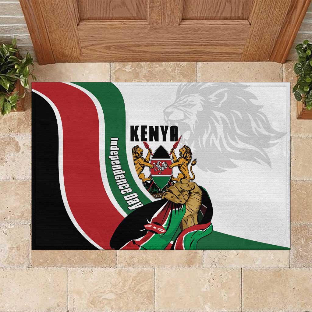 Kenya Independence Day Rubber Doormat Lion With Coat Of Arms - African Pride