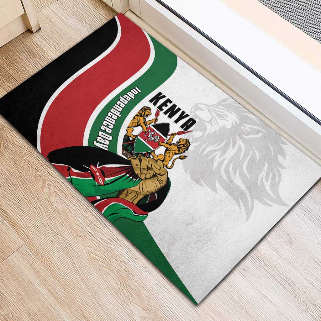 Kenya Independence Day Rubber Doormat Lion With Coat Of Arms - African Pride
