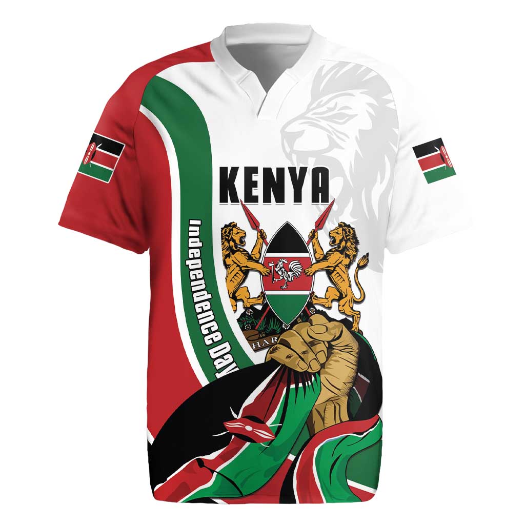 Personalized Kenya Independence Day Rugby Jersey Lion With Coat Of Arms - African Pride