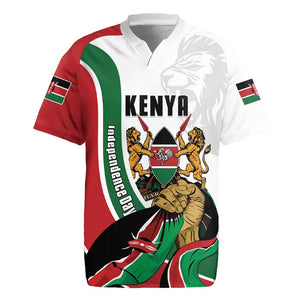 Personalized Kenya Independence Day Rugby Jersey Lion With Coat Of Arms - African Pride