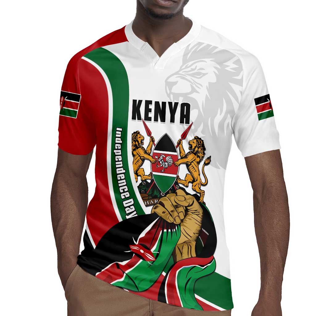 Personalized Kenya Independence Day Rugby Jersey Lion With Coat Of Arms - African Pride
