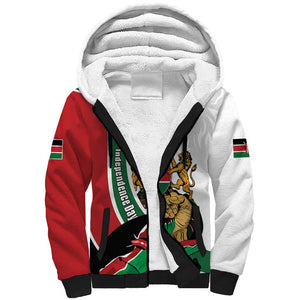 Personalized Kenya Independence Day Sherpa Hoodie Lion With Coat Of Arms - African Pride