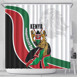 Kenya Independence Day Shower Curtain Lion With Coat Of Arms - African Pride