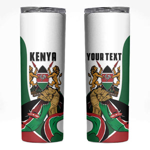 Personalized Kenya Independence Day Skinny Tumbler Lion With Coat Of Arms - African Pride