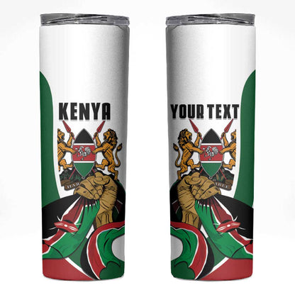 Personalized Kenya Independence Day Skinny Tumbler Lion With Coat Of Arms - African Pride