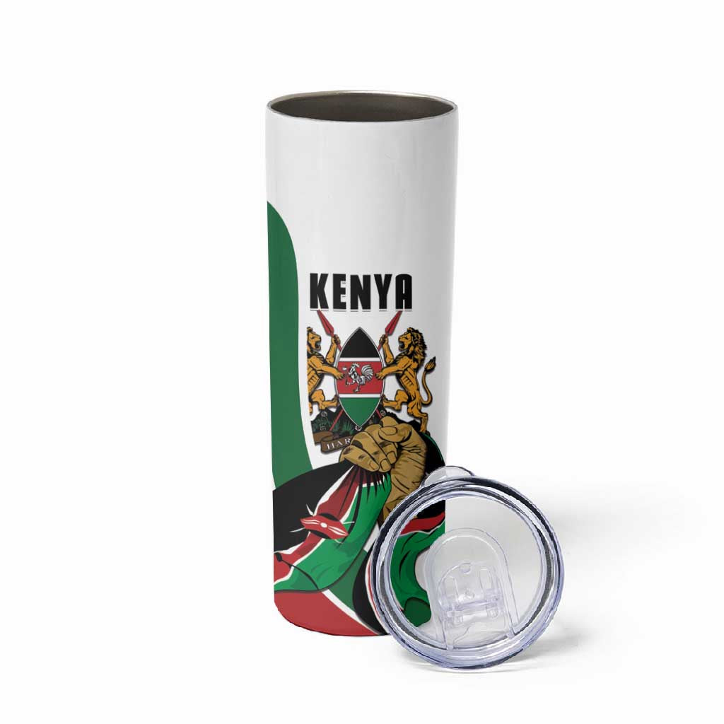 Personalized Kenya Independence Day Skinny Tumbler Lion With Coat Of Arms - African Pride