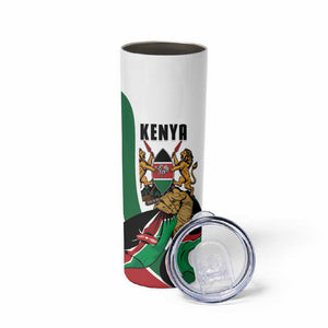 Personalized Kenya Independence Day Skinny Tumbler Lion With Coat Of Arms - African Pride