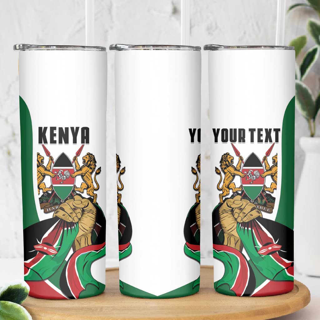 Personalized Kenya Independence Day Skinny Tumbler Lion With Coat Of Arms - African Pride