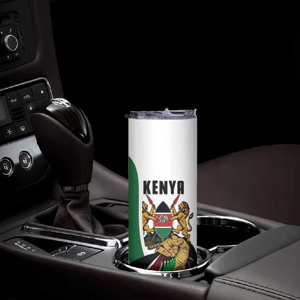Personalized Kenya Independence Day Skinny Tumbler Lion With Coat Of Arms - African Pride