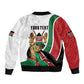 Personalized Kenya Independence Day Sleeve Zip Bomber Jacket Lion With Coat Of Arms - African Pride