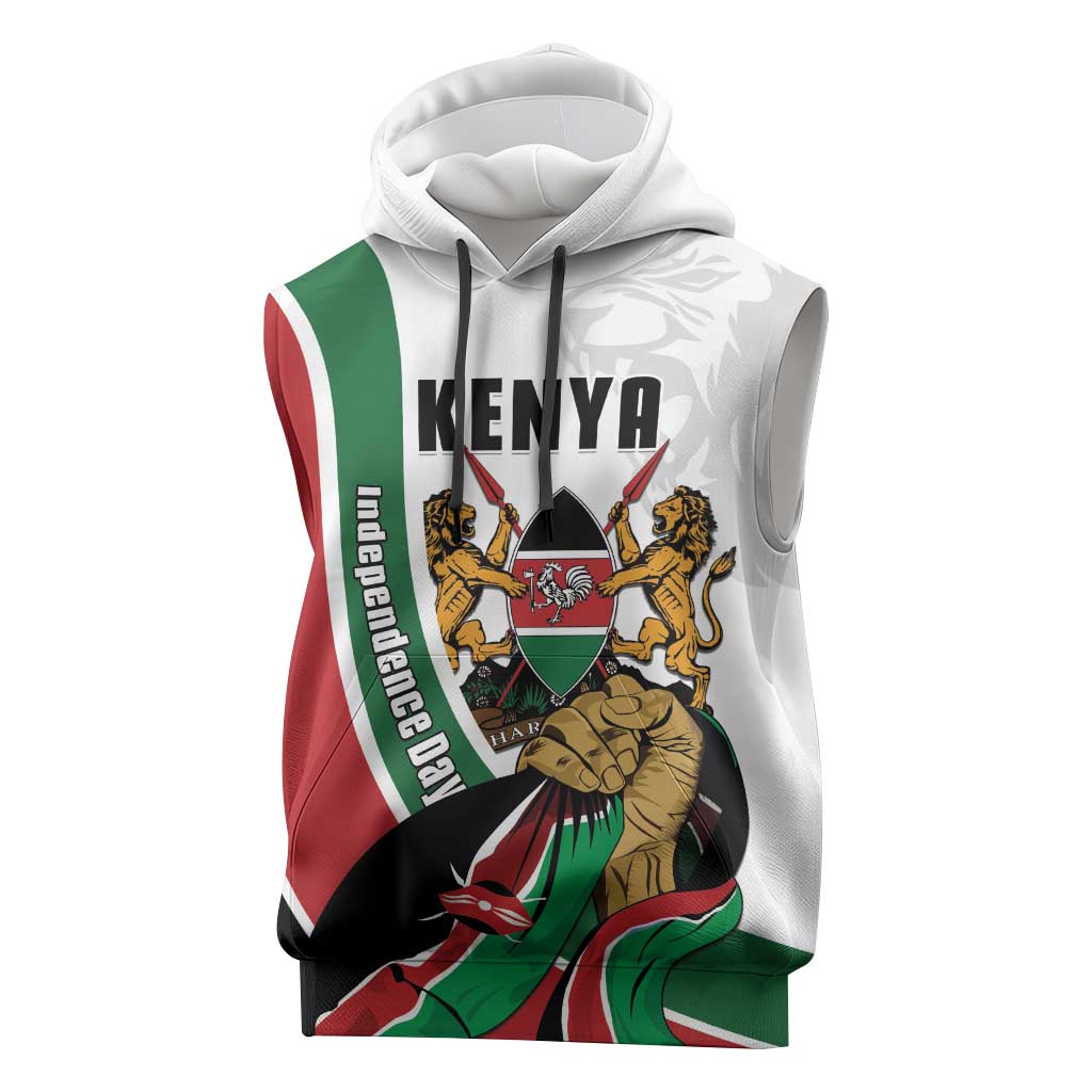 Personalized Kenya Independence Day Sleeveless Hoodie Lion With Coat Of Arms - African Pride
