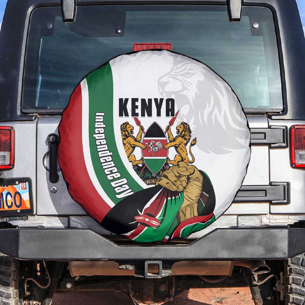 Kenya Independence Day Spare Tire Cover Lion With Coat Of Arms - African Pride