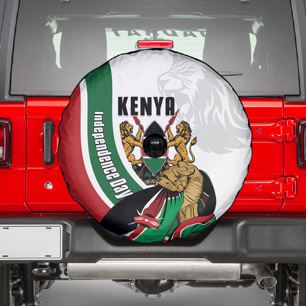Kenya Independence Day Spare Tire Cover Lion With Coat Of Arms - African Pride