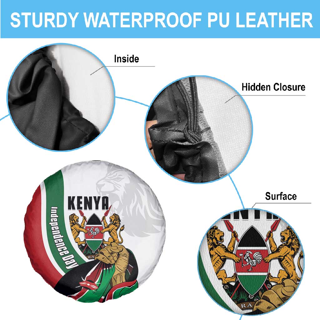 Kenya Independence Day Spare Tire Cover Lion With Coat Of Arms - African Pride