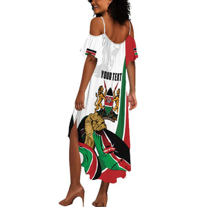 Personalized Kenya Independence Day Summer Maxi Dress Lion With Coat Of Arms - African Pride