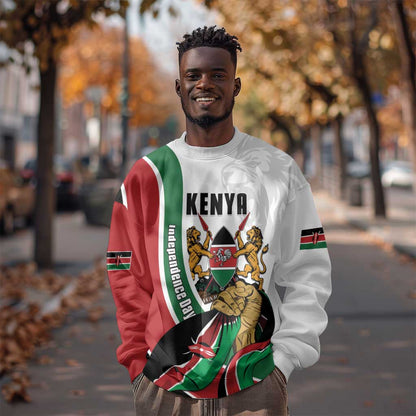 Personalized Kenya Independence Day Sweatshirt Lion With Coat Of Arms - African Pride