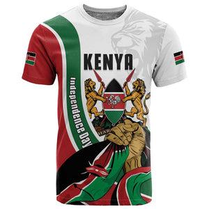 Personalized Kenya Independence Day T shirt Lion With Coat Of Arms - African Pride